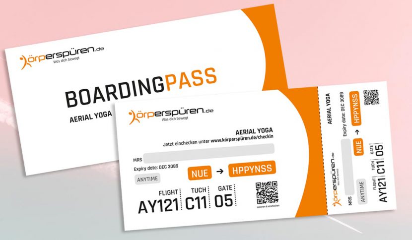 Körperspüren Yogastudio Geschenkgutschein Boardingpass